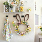 16'' Easter Bunny Wreath for Front Door with Light, Pre-lit Spring Rabbit Wreath Decoration with Pastel Speckled, alternate
