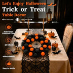 16" Halloween Wreath for Front Door with Pompoms & Spider Net, alternate view 4