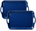 16 Inch Blue Serving Tray, Large Melamine Serving Platter for Food, Rectangular Tray for Snacks, Drinks