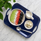 16 Inch Blue Serving Tray, Large Melamine Serving Platter for Food, Rectangular Tray for Snacks, Drinks, alternate view 2