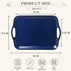 16 Inch Blue Serving Tray, Large Melamine Serving Platter for Food, Rectangular Tray for Snacks, Drinks, alternate view 3