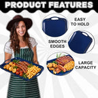 16 Inch Blue Serving Tray, Large Melamine Serving Platter for Food, Rectangular Tray for Snacks, Drinks, alternate view 4