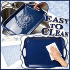 16 Inch Blue Serving Tray, Large Melamine Serving Platter for Food, Rectangular Tray for Snacks, Drinks, alternate view 5