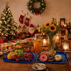 16 Inch Blue Serving Tray, Large Melamine Serving Platter for Food, Rectangular Tray for Snacks, Drinks, alternate view 6