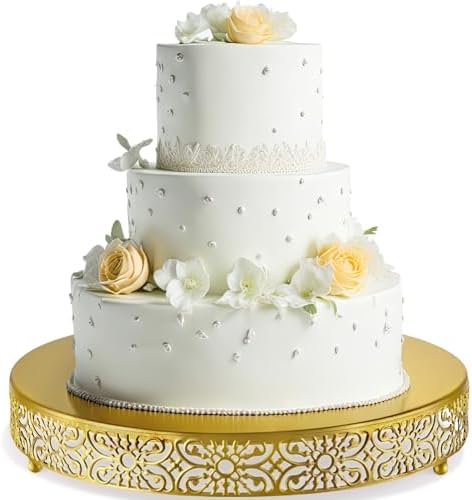 16 Inch Cake Stand, Metal Round Cake Stands Set with Modern Design White Dessert Display Cupcake Stands Plates