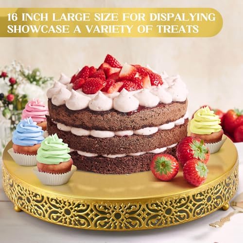 16 Inch Cake Stand, Metal Round Cake Stands Set with Modern Design White Dessert Display Cupcake Stands Plates, alternate