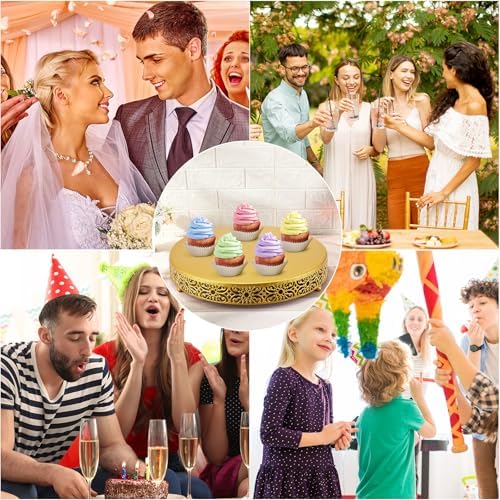 16 Inch Cake Stand, Metal Round Cake Stands Set with Modern Design White Dessert Display Cupcake Stands Plates, alternate