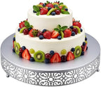 16 Inch Cake Stand Round Metal Cupcake in Silver