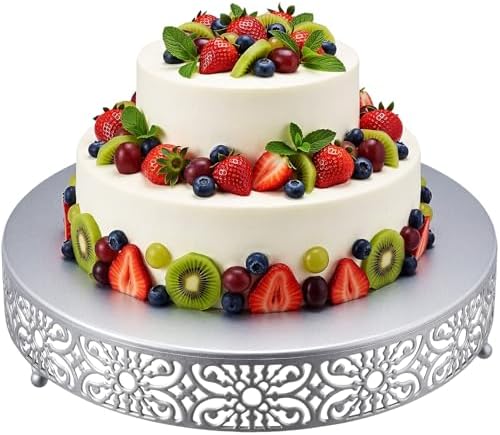 16 Inch Cake Stand Round Metal Cupcake in Silver