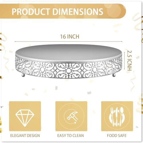 16 Inch Cake Stand Round Metal Cupcake in Silver, alternate view 3