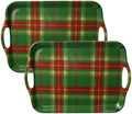 16 Inch Christmas Tartan Plaid Serving Tray, Large Melamine Serving Platter for Food, Rectangular Decorative