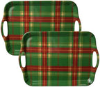 16 Inch Christmas Tartan Plaid Serving Tray, Large Melamine Serving Platter for Food, Rectangular Decorative