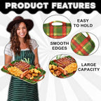 16 Inch Christmas Tartan Plaid Serving Tray, Large Melamine Serving Platter for Food, Rectangular Decorative, alternate view