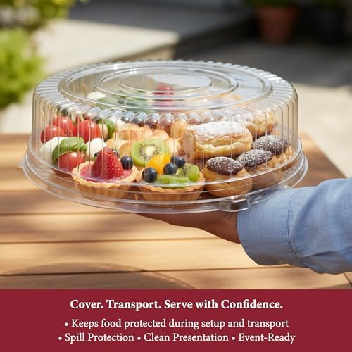 16 Inch Clear Round Plastic Dome Lids for Catering Trays & Platters, 25 Pk in 16" in Clear, alternate view 4