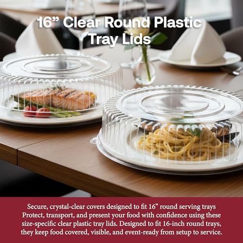 16 Inch Clear Round Plastic Dome Lids for Catering Trays & Platters, 25 Pk in 16" in Clear, alternate view 5