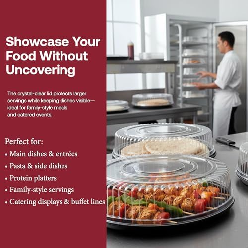 16 Inch Clear Round Plastic Dome Lids for Catering Trays & Platters, 25 Pk in 16" in Clear, alternate view 6
