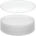 16 inch Clear Round Plastic Serving Tray - Disposable Platter with Elegant Textured Design for Appetizers