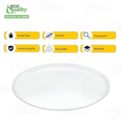 16 inch Clear Round Plastic Serving Tray - Disposable Platter with Elegant Textured Design for Appetizers, alternate view 3