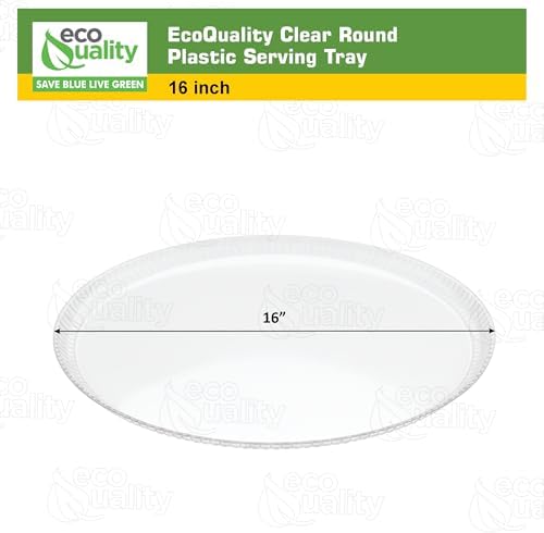16 inch Clear Round Plastic Serving Tray - Disposable Platter with Elegant Textured Design for Appetizers, alternate view 4