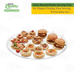 16 inch Clear Round Plastic Serving Tray - Disposable Platter with Elegant Textured Design for Appetizers, alternate view 5