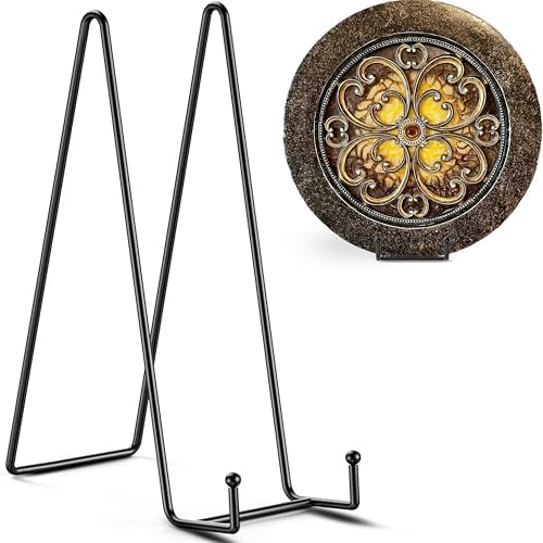 16 Inch Heavy Duty Plate Stand (2 Pack) - Metal Display Easel for Large Plates, Picture Frames, Signs, Posters