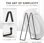 16 Inch Heavy Duty Plate Stand (2 Pack) - Metal Display Easel for Large Plates, Picture Frames, Signs, Posters, alternate