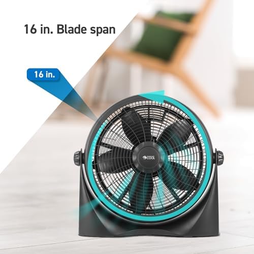16 Inch High Velocity Floor Fan, Black, CFF16B in Black, alternate view 6