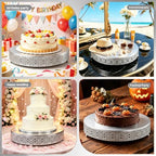 16 Inch Large Cake Silver tand, Hollow Floral Pattern Round Metal Dessert Stand, Elevated Display Tray for, alternate view 6