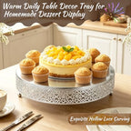 16 Inch Large Cake Silver tand, Hollow Floral Pattern Round Metal Dessert Stand, Elevated Display Tray for, alternate view 7
