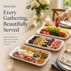 16 Inch Large Serving Platter Set of 3, White Porcelain Platters for Serving Food - Rectangular Serving Trays, alternate view