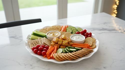 16 Inch Melamine Serving Platter Round Platter BPA-Free Large Platter for Charcuterie, Food, Fruit, Snack, and, alternate