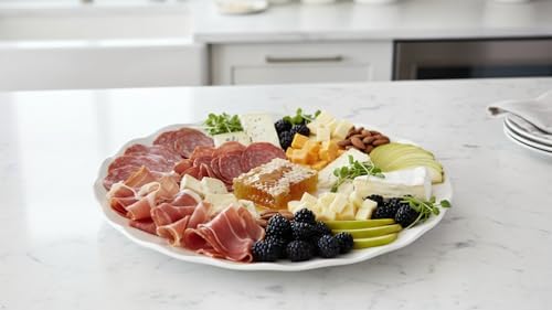 16 Inch Melamine Serving Platter Round Platter BPA-Free Large Platter for Charcuterie, Food, Fruit, Snack, and, alternate