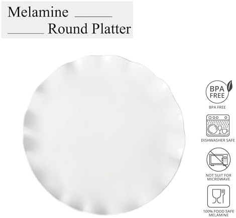 16 Inch Melamine Serving Platter Round Platter BPA-Free Large Platter for Charcuterie, Food, Fruit, Snack, and, alternate