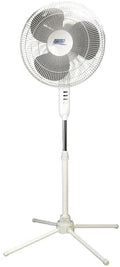 16 Inch Oscillating Pedestal Fan, White, 3 Speeds, Adjustable Height, Push Buttons, Quiet - Electric Cooling Fan
