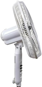 16 Inch Oscillating Pedestal Fan, White, 3 Speeds, Adjustable Height, Push Buttons, Quiet - Electric Cooling Fan, alternate