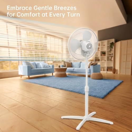 16-inch Oscillating Pedestal Fan with Precision 3-Speed Wind Control and Adjustable Tilt and Height, White in, alternate view