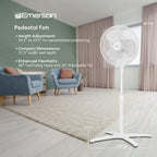 16-inch Oscillating Pedestal Fan with Precision 3-Speed Wind Control and Adjustable Tilt and Height, White in, alternate view