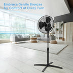 16-inch Oscillating Pedestal Fan with Precision 3-Speed Wind Control and Adjustable Tilt and Height, Black in, alternate view