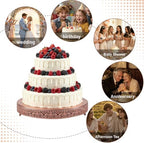 16 Inch Rose Gold Cake Stand, Round Metal Dessert Display with Ornate Filigree Lace, Dual‐Coated Premium Finish, alternate
