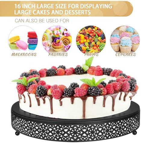 16 Inch Round Wedding Cake Stand for Cupcakes & Desserts, Black in Black, alternate view 3