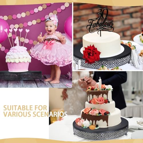 16 Inch Round Wedding Cake Stand for Cupcakes & Desserts, Black in Black, alternate view 4