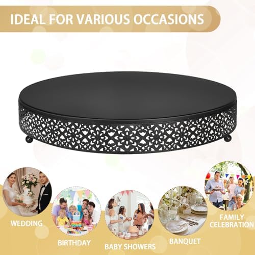 16 Inch Round Wedding Cake Stand for Cupcakes & Desserts, Black in Black, alternate view 6