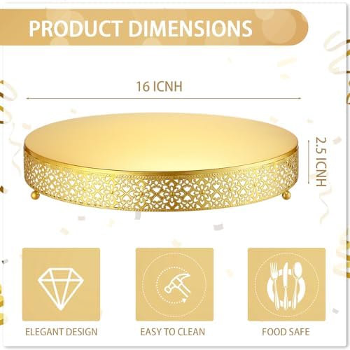 16 Inch Round Wedding Cake Stand for Cupcakes & Desserts, Gold in Gold, alternate view 2