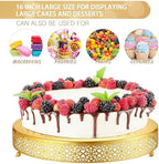 16 Inch Round Wedding Cake Stand for Cupcakes & Desserts, Gold in Gold, alternate view 3