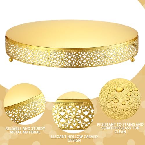 16 Inch Round Wedding Cake Stand for Cupcakes & Desserts, Gold in Gold, alternate view 4