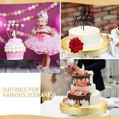 16 Inch Round Wedding Cake Stand for Cupcakes & Desserts, Gold in Gold, alternate view 5