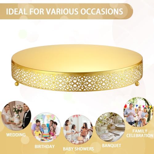 16 Inch Round Wedding Cake Stand for Cupcakes & Desserts, Gold in Gold, alternate view 6
