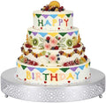 16 Inch Round Wedding Cake Stand for Cupcakes & Desserts, Silver in Silver
