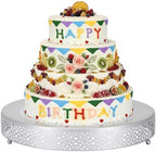 16 Inch Round Wedding Cake Stand for Cupcakes & Desserts, Silver in Silver