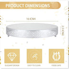 16 Inch Round Wedding Cake Stand for Cupcakes & Desserts, Silver in Silver, alternate view 2